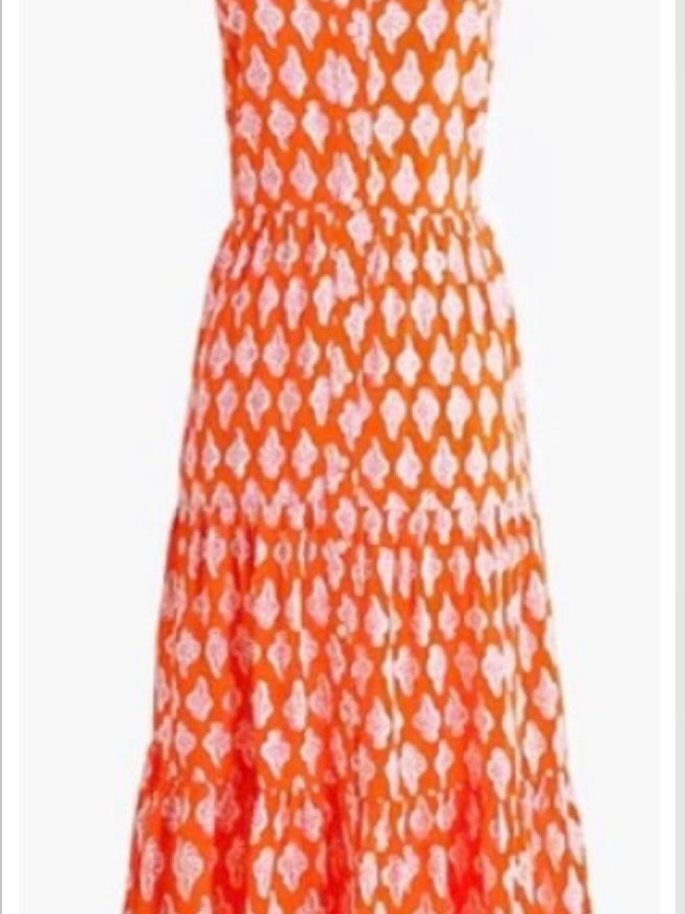 J. Crew Orange and White Printed Maxi Dress